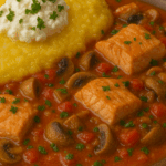 Tocăniță de păstrăv cu mămăligă și brânză de burduf